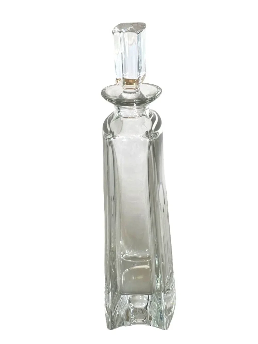 Vintage Art Deco Style Faceted Cut Crystal Glass Liquor Decanter and Stopper 12